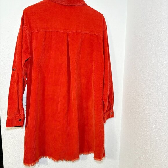 Jodifl Corduroy Shacket Long Sleeve Raw Hem Long Oversized Size Small - Picture 7 of 7